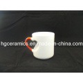 Heart Shaped Mug with Red Handle, Heart Mug